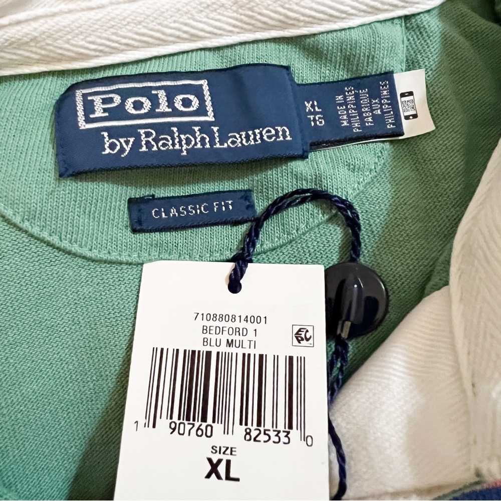 POLO RALPH LAUREN Blue Multi Classic Fit Striped Iconic Rugby Shirt🔥🔥🔥 - Picture 14 of 16